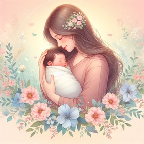 母亲节主题卡通插画设计图片